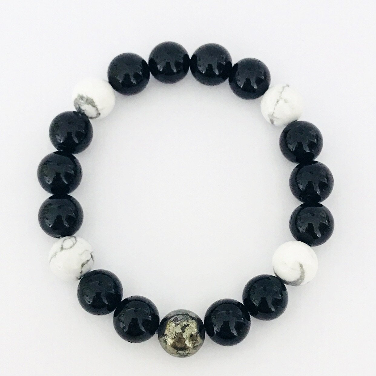 Premium Black Tourmaline & Howlite Men Bracelet