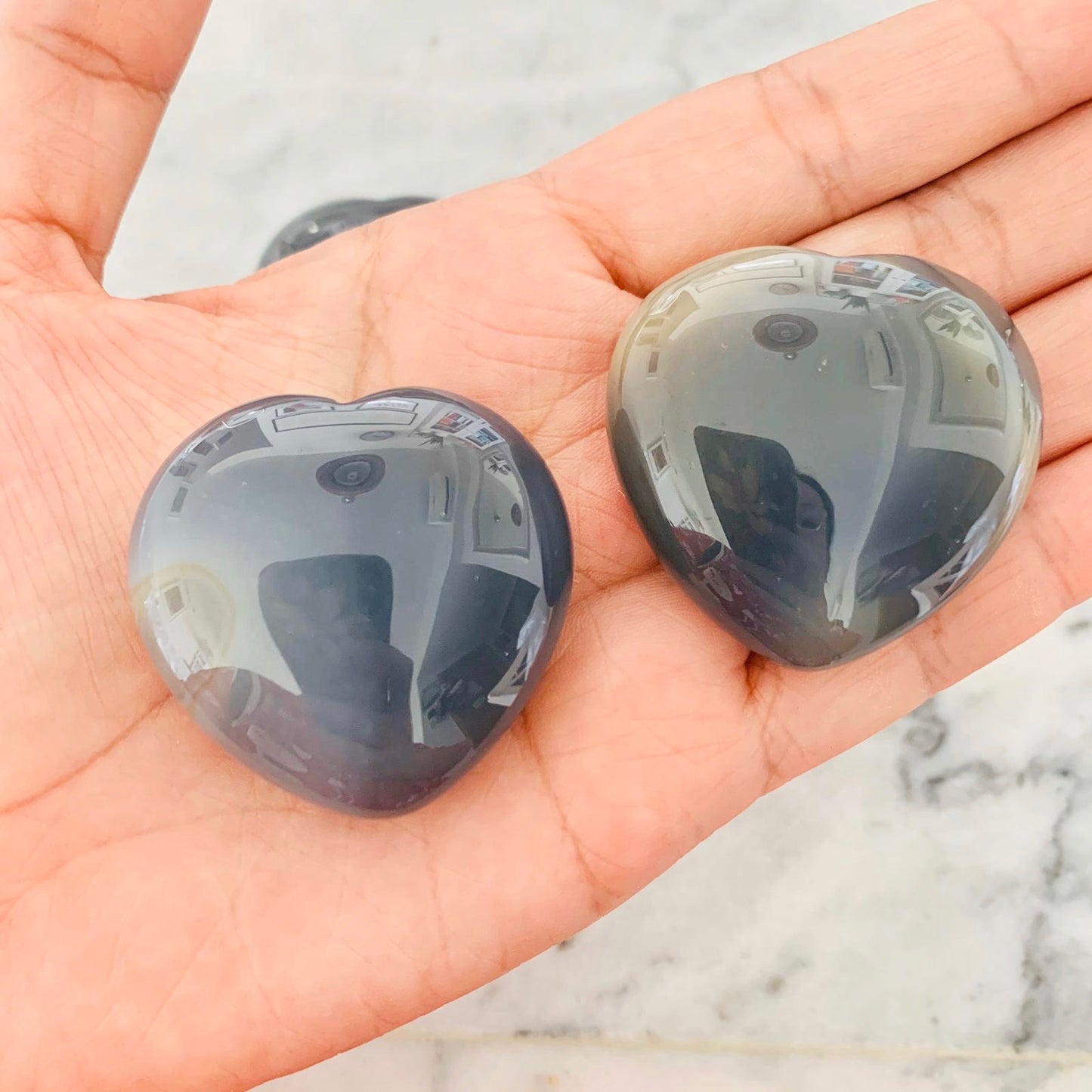 Puffy Purple Agate Hearts