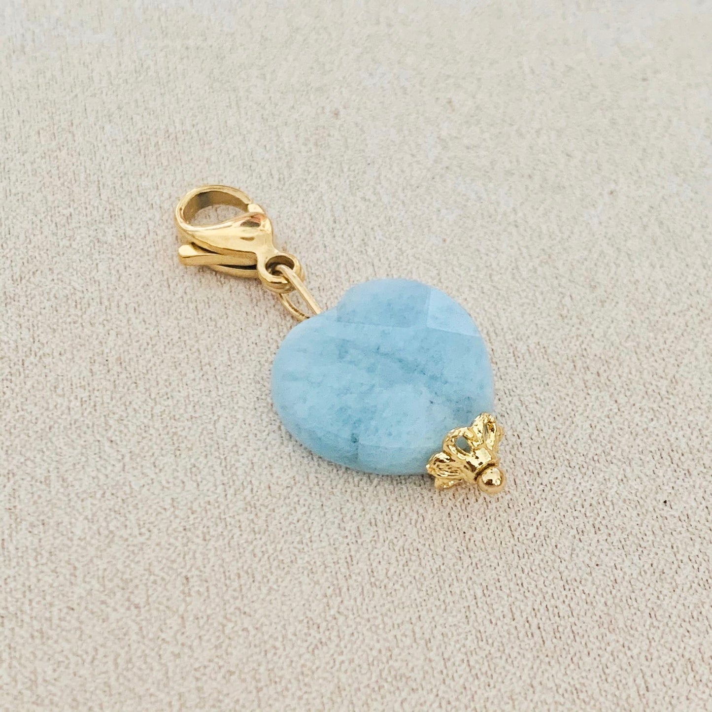 Aquamarine Heart Charm