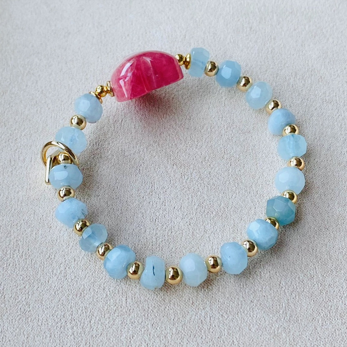 Rhodochrosite & Aquamarine Bracelet