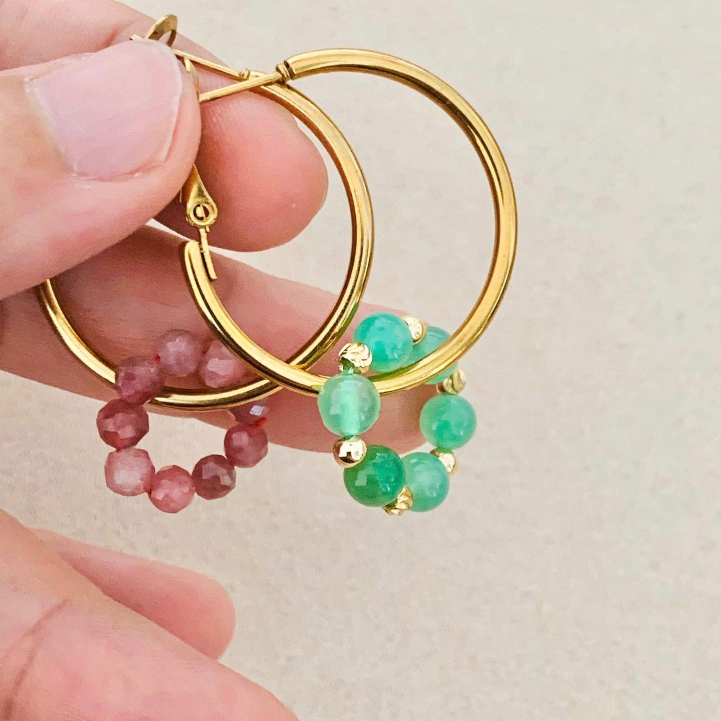 Pink Tourmaline & Chrysoprase Sucre Donut Earrings