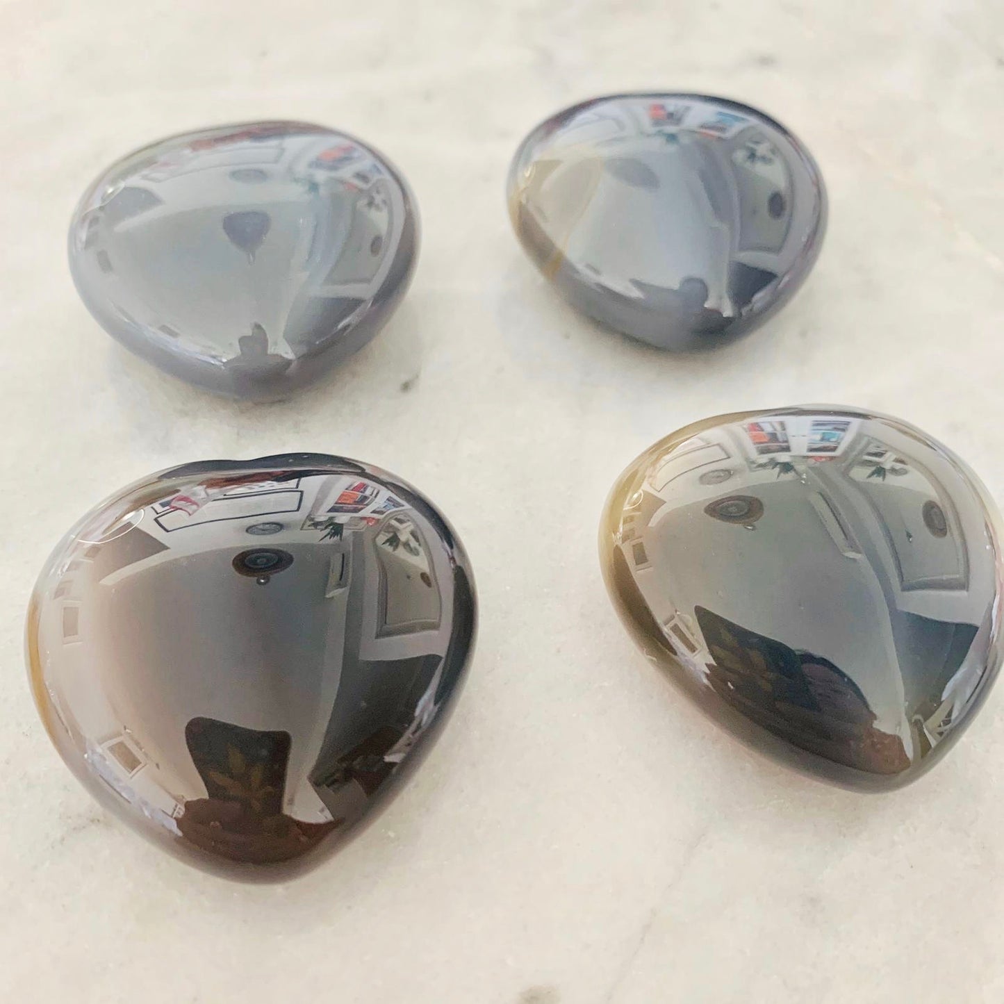 Puffy Purple Agate Hearts