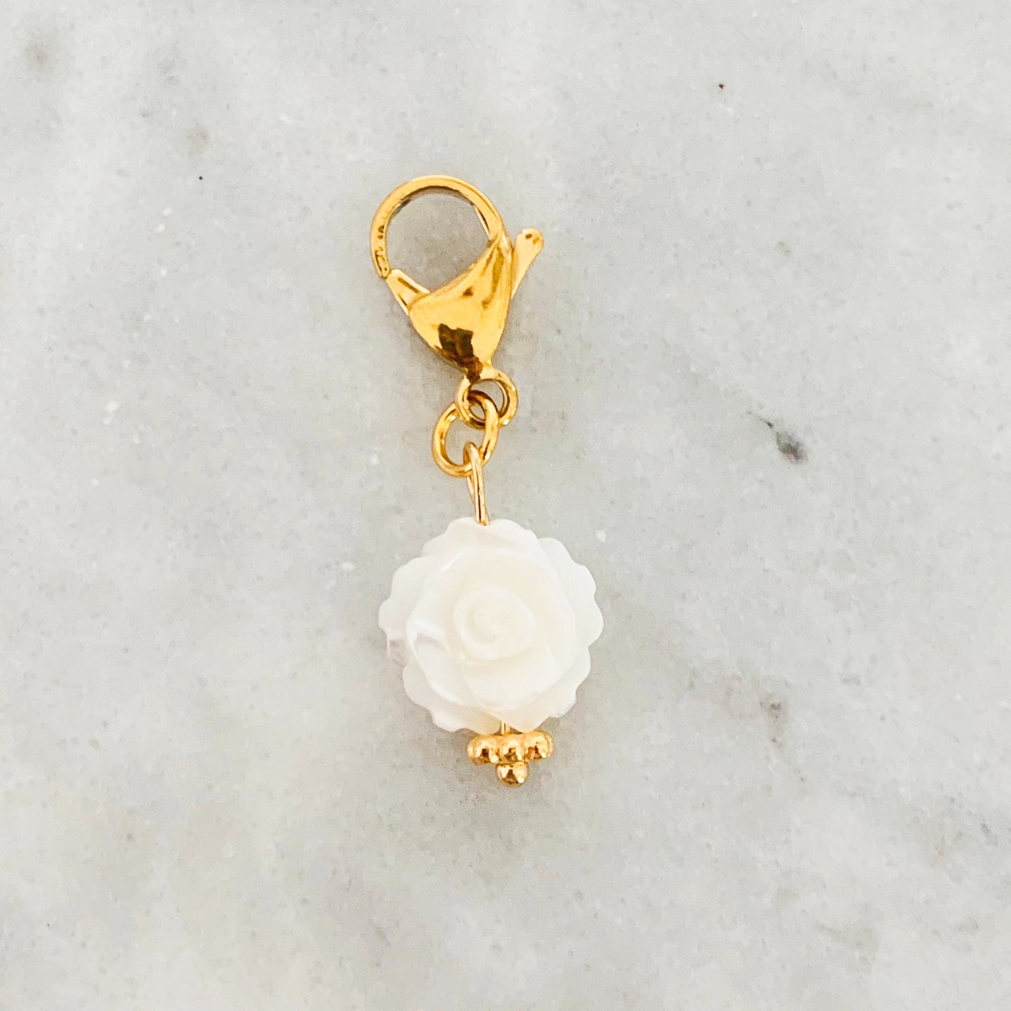 Mother Of Pearl Rose Charm