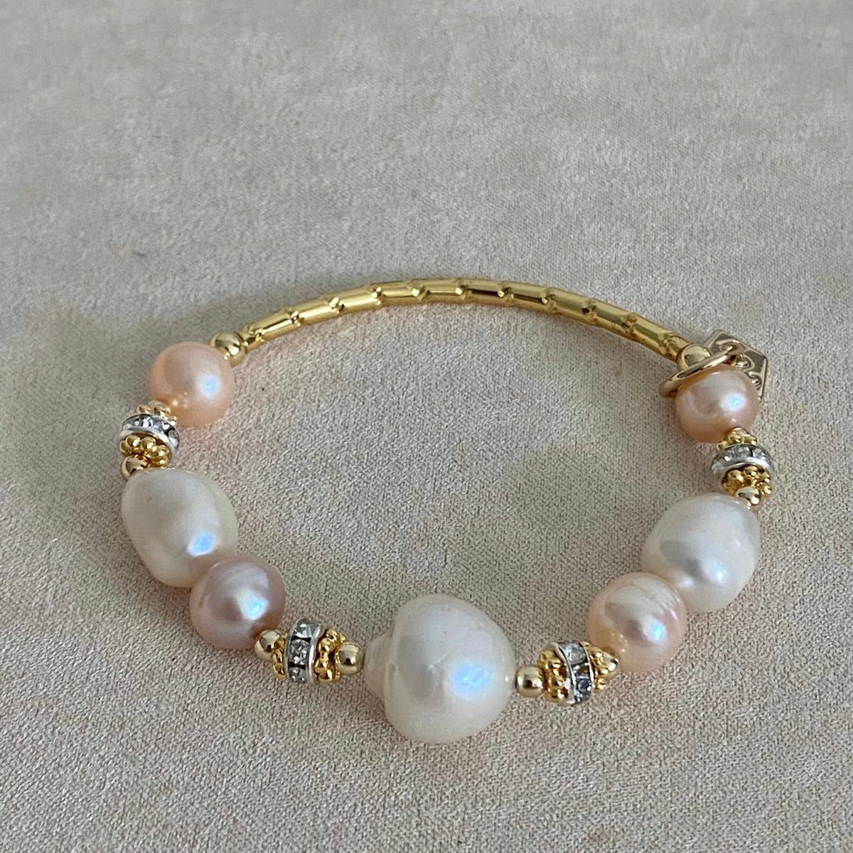 Peach White Pearls Diadem Bracelet