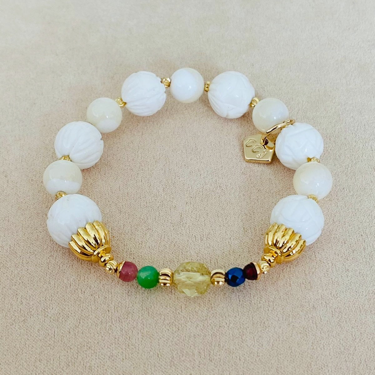 Delicate White Lotus Bracelet