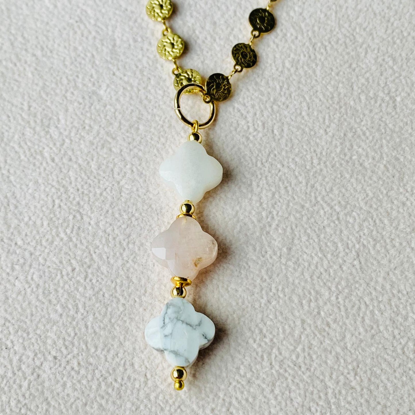 Han White Jade, Howlite & Rose Quartz Pendant