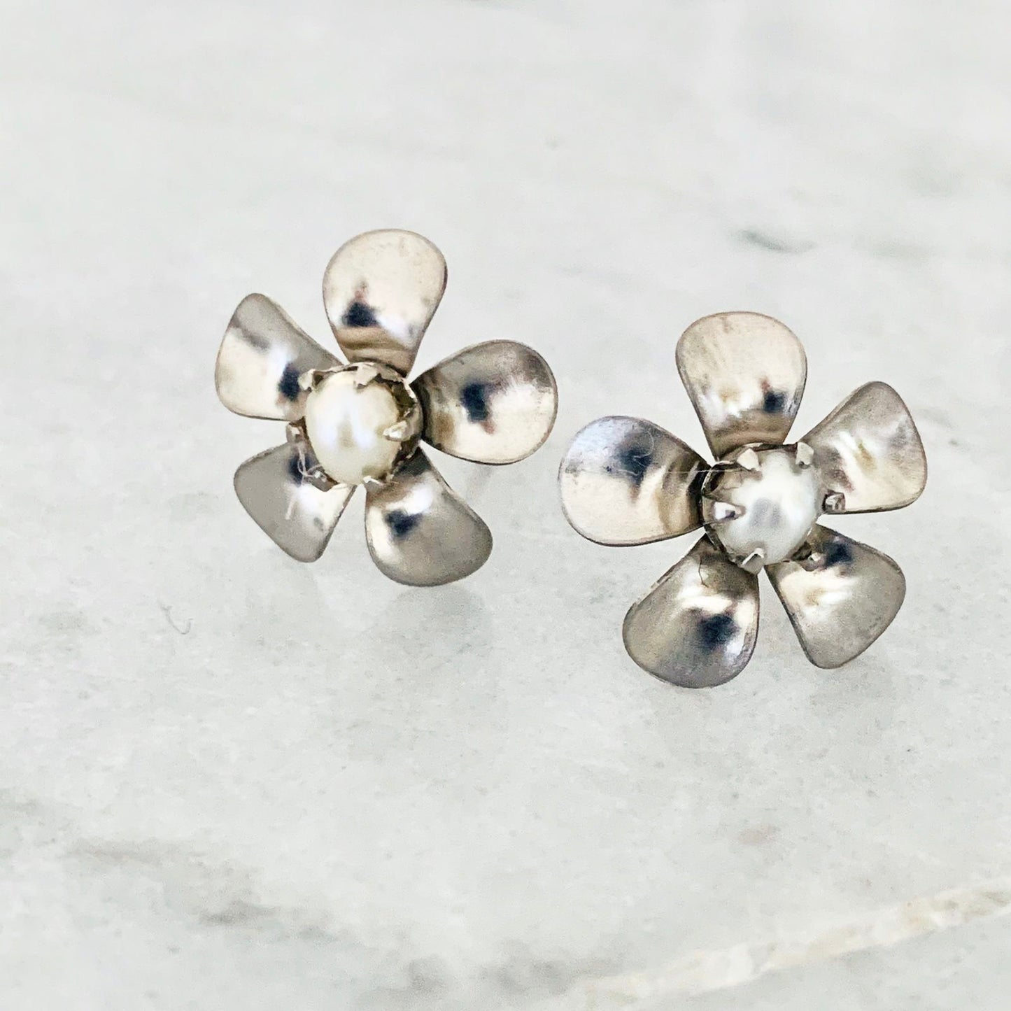 Baroque Pearl Floral Stud Earrings